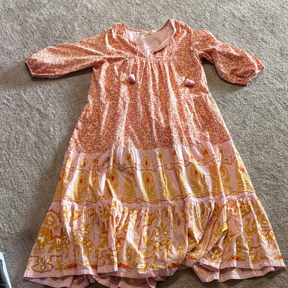 Pink Chicken Floral womens dress in Pink and Yellow